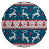 Χριστουγεννιάτικο πλεκτό ελάφια μπλε, Επιφάνεια κοπής γυάλινη στρογγυλή (30cm)
