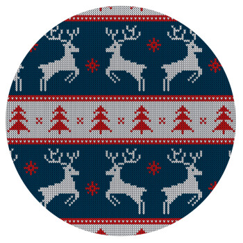 Deer knitted blue, Mousepad Round 20cm