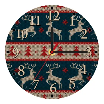 Deer knitted blue, Ρολόι τοίχου ξύλινο plywood (20cm)