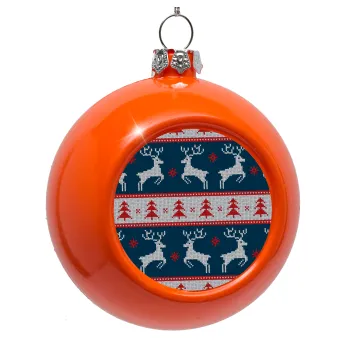 Deer knitted blue, Orange Christmas tree ornament bauble 8cm