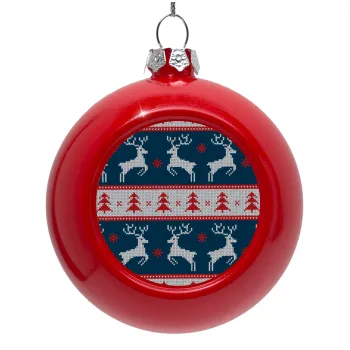 Deer knitted blue, Red Christmas tree ornament bauble 8cm