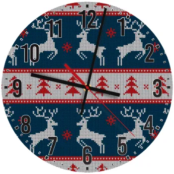 Deer knitted blue, Ρολόι τοίχου ξύλινο (30cm)