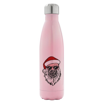 Santa wear mask, Metal mug thermos Pink Iridiscent (Stainless steel), double wall, 500ml