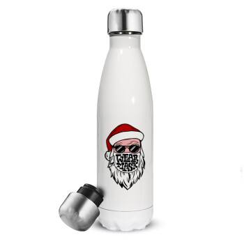 Santa wear mask, Metal mug thermos White (Stainless steel), double wall, 500ml