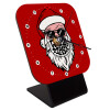 Santa wear mask, Επιτραπέζιο ρολόι ξύλινο με δείκτες (10cm)
