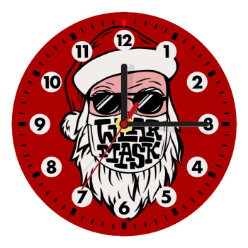 Santa wear mask, Wooden wall clock (20cm)