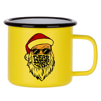 Άγιος Βασίλης με μάσκα, Κούπα Μεταλλική εμαγιέ ΜΑΤ Κίτρινη 360ml