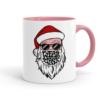 Santa wear mask, Mug colored pink, ceramic, 330ml