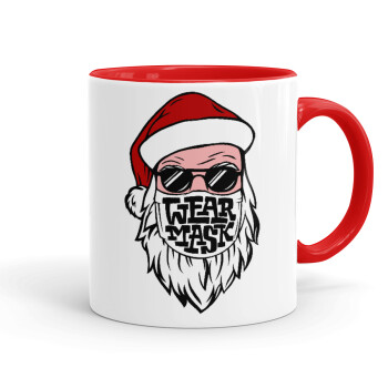 Santa wear mask, Mug colored red, ceramic, 330ml