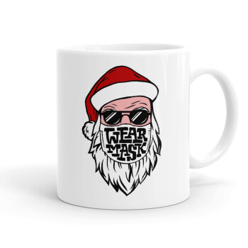 Santa wear mask, Ceramic coffee mug, 330ml (1pcs)