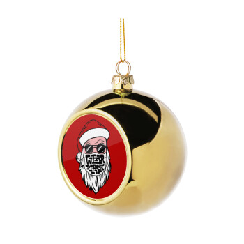 Santa wear mask, Χριστουγεννιάτικη μπάλα δένδρου Χρυσή 8cm
