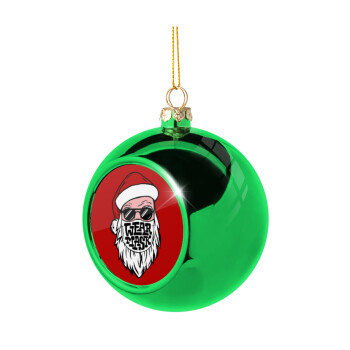 Άγιος Βασίλης με μάσκα, Χριστουγεννιάτικη μπάλα δένδρου Πράσινη 8cm