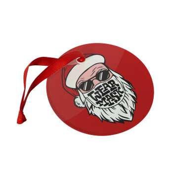 Santa wear mask, Χριστουγεννιάτικο στολίδι γυάλινο 9cm