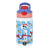 Children's hot water bottle, stainless steel, with safety straw, pink/purple (350ml)
