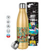 Glitter gold stainless steel thermos bottle, double-walled, 500ml