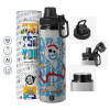 Metallic water bottle with safety cap, 850ml aluminum