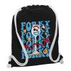 Backpack pouch GYMBAG Black, with pocket (40x48cm) & thick white cords