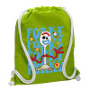 Backpack bag GYMBAG LIME GREEN, with pocket (40x48cm) & thick cords