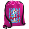 Backpack pouch GYMBAG Fuchsia, with pocket (40x48cm) & thick cords