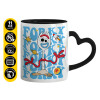 Mug heart black handle, ceramic, 330ml