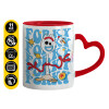 Mug heart red handle, ceramic, 330ml