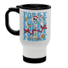 Stainless steel travel mug with lid, double wall white 450ml