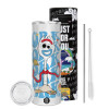 Tumbler stainless steel 600ml, with metal straw & cleaning brush