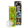 Neon Yellow Travel Tumbler, with metal straw (Stainless steel 304 Food grade, BPA free, 600ml)