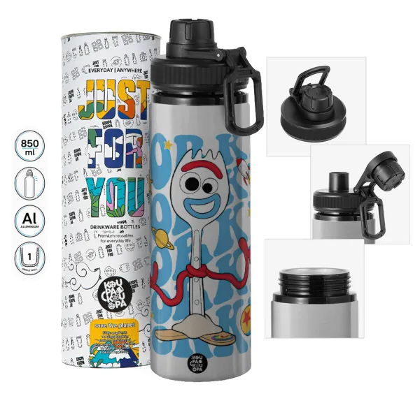 Forky — Μεταλλικό παγούρι νερού με καπάκι ασφαλείας, αλουμινίου 850ml