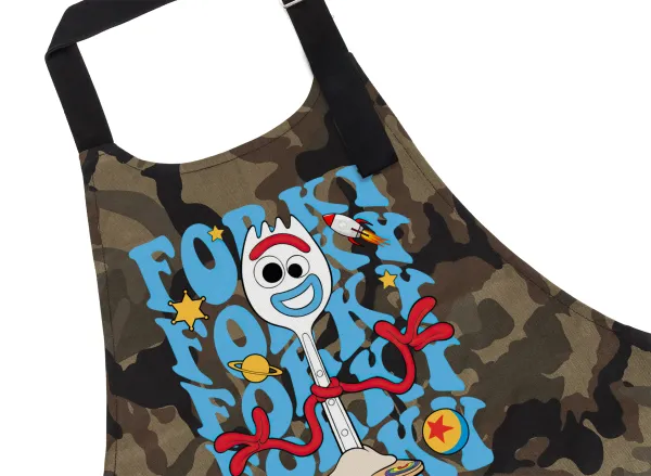 Forky — Chef's cooking apron with pockets, cotton, camouflage (adult, 100% cotton)