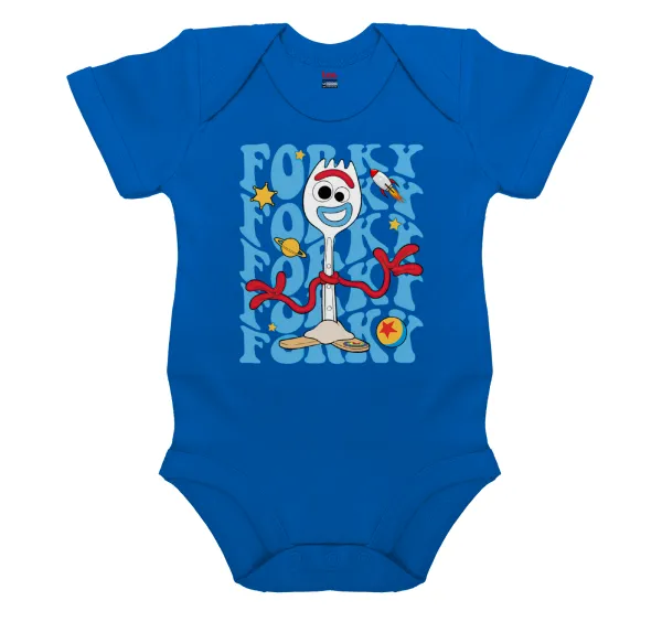 Forky — Βρεφικό φορμάκι μωρού, Μπλε Κοβαλτίου, 100% Organic Cotton, κοντομάνικο
