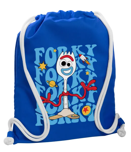 Forky — Τσάντα πλάτης πουγκί GYMBAG Μπλε, με τσέπη (40x48cm) & χονδρά κορδόνια