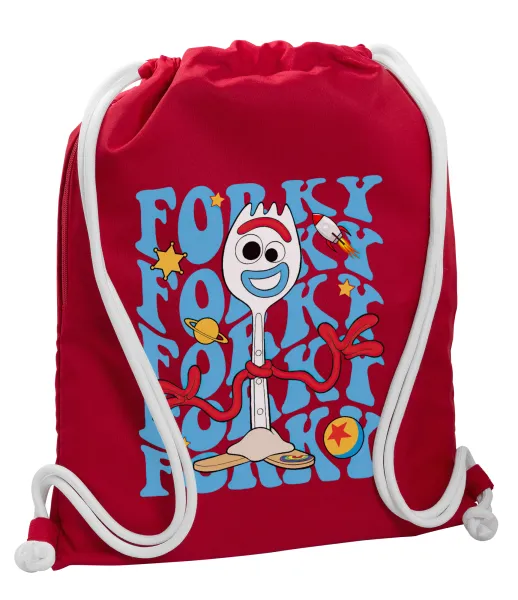 Forky — Τσάντα πλάτης πουγκί GYMBAG Κόκκινη, με τσέπη (40x48cm) & χονδρά κορδόνια