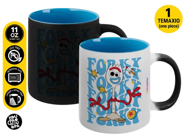 Forky — Magic mug with blue interior, ceramic, 330ml, changes colour with hot drinks