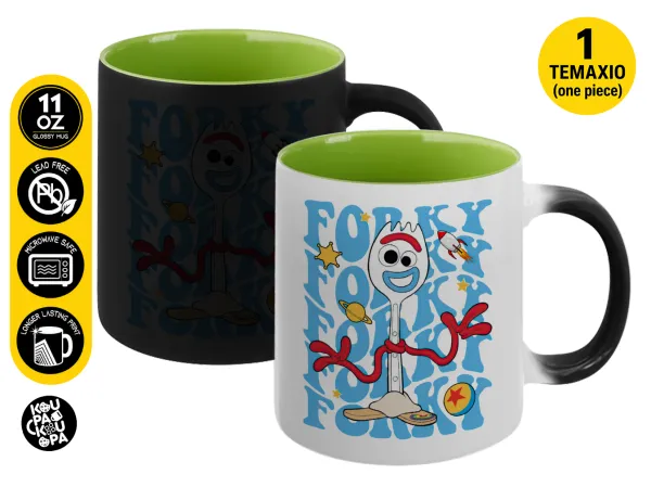 Forky — Magic mug with green interior, ceramic, 330ml, changes colour with hot drinks