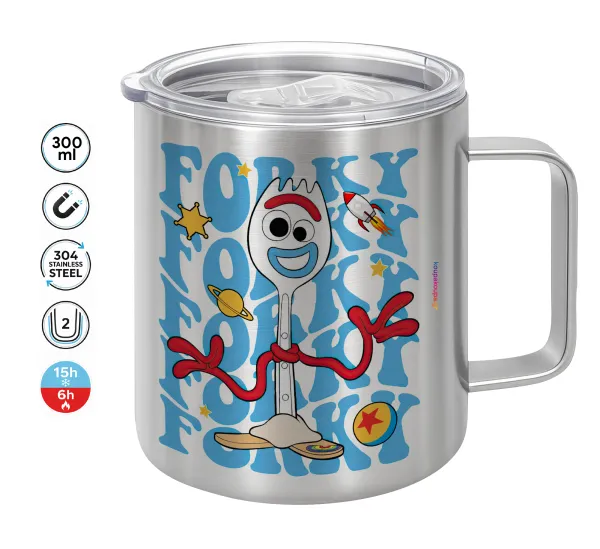 Forky — Double-walled stainless steel mug 300ml with temperature-retaining lid