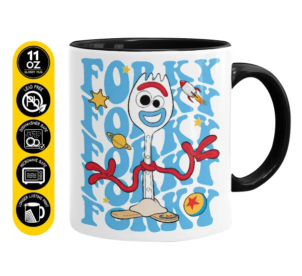 Forky — Κούπα χρωματιστή μαύρη, κεραμική, 330ml