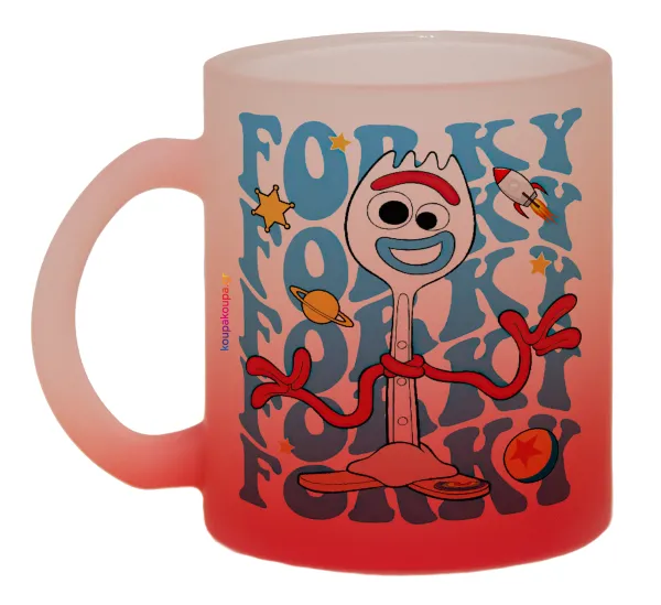 Forky — Two-tone glass mug with matte red base, 330ml
