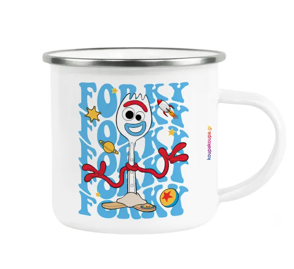 Forky — Metallic enamel cup white 360ml