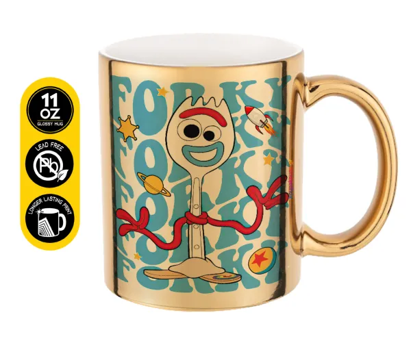 Forky — Κούπα κεραμική, χρυσή καθρέπτης, 330ml