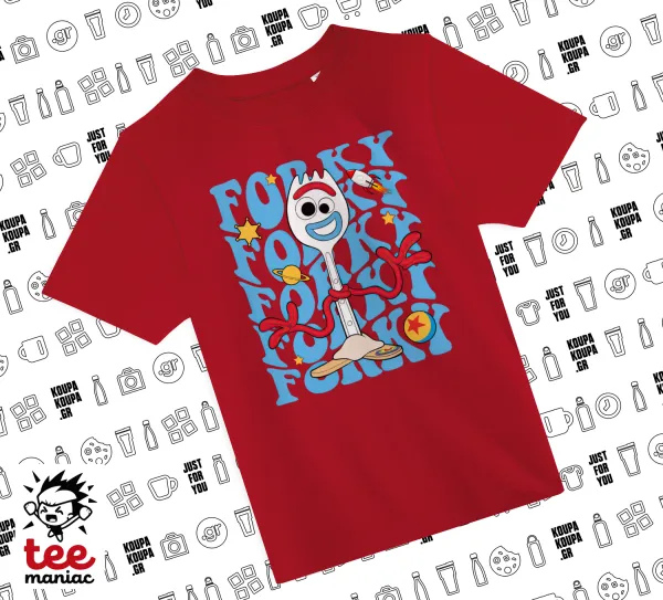 Forky — RED childrens T-Shirt made of 100% cotton, for every day. Vegan & OEKO-TEX certified.