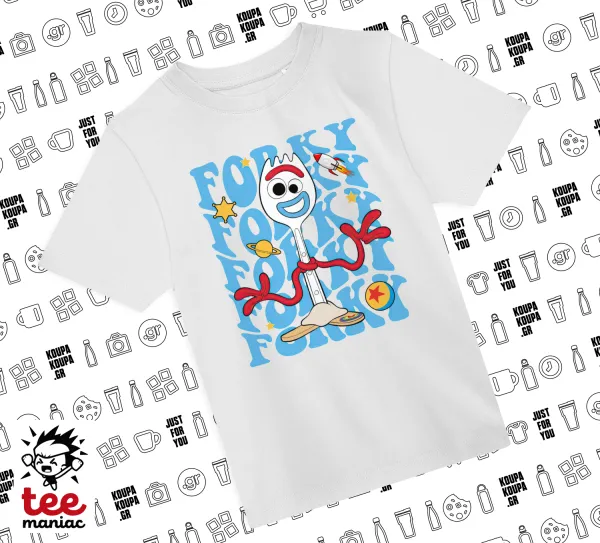 Forky — ΛΕΥΚΟ Άνετο παιδικό T-Shirt από 100% βαμβάκι, για κάθε μέρα. Vegan & OEKO-TEX πιστοποιημένο.