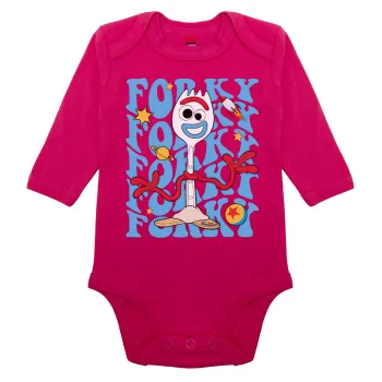 Forky, Μακρυμάνικο βρεφικό φορμάκι, 0-18 μηνών, ΡΟΖ, 100% Organic Cotton