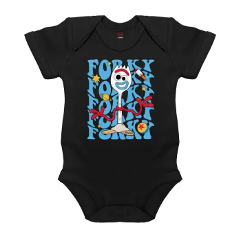 Forky, Βρεφικό φορμάκι μωρού, 0-18 μηνών, ΜΑΥΡΟ, 100% Organic Cotton, κοντομάνικο
