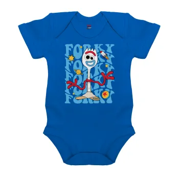 Forky, Βρεφικό φορμάκι μωρού, Μπλε Κοβαλτίου, 100% Organic Cotton, κοντομάνικο