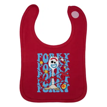 Forky, Σαλιάρα με Σκρατς Κόκκινη 100% Organic Cotton (0-18 months)