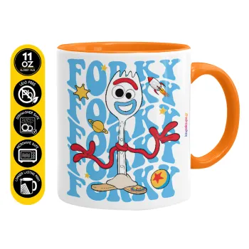 Forky, Κούπα χρωματιστή πορτοκαλί, κεραμική, 330ml