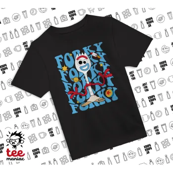 Forky, BLACK childrens T-Shirt made of 100% cotton, for every day. Vegan & OEKO-TEX certified.
