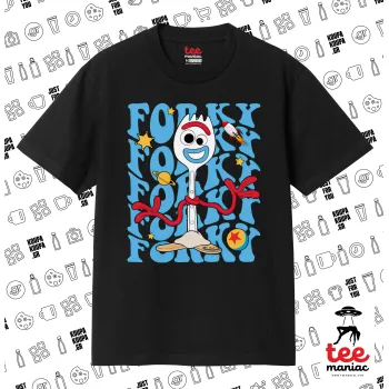 Forky, ΜΑΥΡΟ Κλασικό T-Shirt, διπλής ραφής, χωρίς πλευρικές ραφές από 100% βαμβάκι. Vegan & OEKO-TEX πιστοποιημένο.