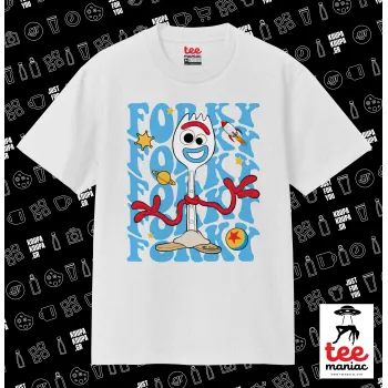 Forky, ΛΕΥΚΟ Κλασικό T-Shirt, διπλής ραφής, χωρίς πλευρικές ραφές από 100% βαμβάκι. Vegan & OEKO-TEX πιστοποιημένο.